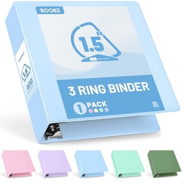 Sooez BinderX Extra Durable 15 Inch 3 Ring Binder DRing Large Binders Holds 400 Sheets of 85x11 Paper Customizable View Cover with Inside Pockets Heavy Duty 3 Ring Binder for SchoolLight Blue