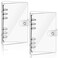 Zonon Clear A6 Binder Transparent Soft PVC 6 Ring Budget Binder Refillable Planner Cover Protector Snap Button Closure Loose Leaf Folder for School Meeting Travel Office2 Pcs