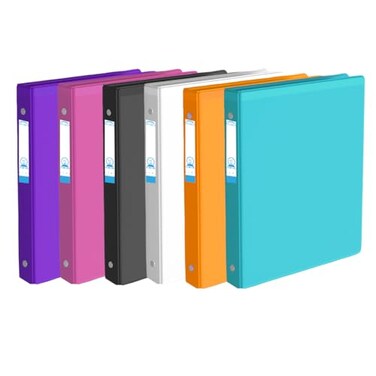 XHSHENG 3 Ring Binder 12 inch 05 Inch Round Ring Holds 85 11inch Papers with 2 Pockets6 Colorful Binders for OfficeBusiness