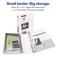Avery Mini Durable View Protect Store 3 Ring Binder Holds 55 x 85 Paper 1 Round Rings 175Sheet Capacity 14 Inch Wide Spine Includes Fully Enclosed Pocket 1 White Binder 23011