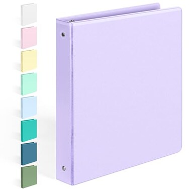 Sooez BinderX Extra Durable 3 Ring Binder Round Rings 1 Inch Binder Fits 175 Sheets of 85x11 Paper Customizable View Cover with Inside Pockets Cute 1 Binders 1 Inch Binders 3 Ring Lavender Purple
