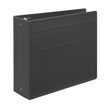 Carstens 4Inch Heavy Duty 3Ring Binder Side Opening Charcoal Gray Durable Plastic Precision NoGap Rings Waterproof Cover No Pockets Holds 600 Letter Sheets BPAFree Made in USA 18513R