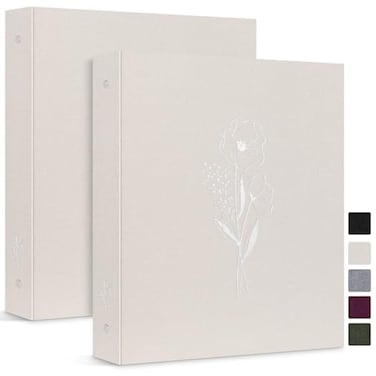 Lanpn Aesthetic Letter Size A4 3 Ring Binder 2 Packs Linen Hardcover 1 inch Round Rings Folder Holder Planner Fits 85 x 11 Paper for Office School Journaling Collections Beige