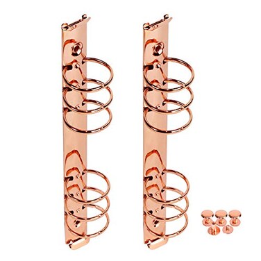 MultiBey A5 6Ring Rose Gold Binder Ring Mechanisms 2Pcs Round Ring Binding Spines Combs Replacement for A5 Loose Leaf Notebook A530mm Ring Diameter Rose Gold