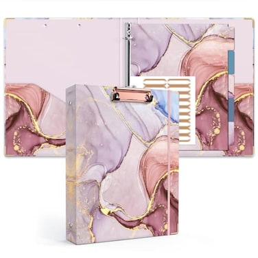 Ospelelf 3 Ring Binder 1 Inch Pink Binders for Letter Size Documents11 x 85 with 5 Tab Dividers Clipboard Organizer Back to School and Office Supplies