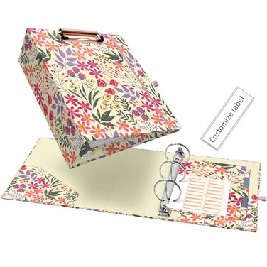 Ospelelf Mini 3 Ring Binder 2 Inch Cute Floral Binder for 55 x 85 with 5 Tab Dividers File Folder Labels and Low Profile Clipboards