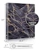 SUNEE 3 Ring Binder 1 Inch Cute Binder with 2 Pockets Decorative Black Marble Heavy Duty Fit 85x11 Inches for School Office
