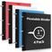 Tashkummy 360 Degree Pivotable Binder Upgraded 3 Ring Binder 1 inch 4 Pack Flexible Binders 3 Ring Foldable Three Ring Binders Black White Blue Red
