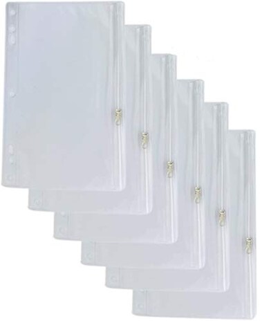 Positive Art Vinyl Ring Binder Pockets 9 x 6 Inches Fits All Standard Ring Binders Zip Closure to Secure Your Belongings 12Pack