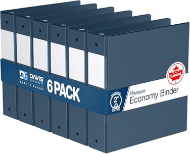 Davis Group Premium Economy 6Pack 3Ring Binders for School or Office RoundRing Binders 2 Inch Navy Blue