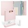 Ospelelf 3 Ring Binder with Clipboard 1 Inch Leather Binder for Letter Size 85 x 11 Clipboard Binder with 5 Tab Dividers for School Office Pink