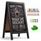 4 THOUGHT AFrame DoubleSided Magnetic Chalkboard 40x20 Solid Pine Wood Freestanding Sandwich Board for Restaurants Cafes Weddings Black