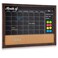 4 THOUGHT Chalkboard Calendar Corkboard Combo 24 x 36 Large Bulletin Board Magnetic Calendar Chalkboard for Wall Combination Board Monthly Planner Rustic Brown Frame 4 Markers 8 Magnets 10 Pushpins