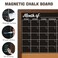 4 THOUGHT Chalkboard Calendar Corkboard Combo 24 x 36 Large Bulletin Board Magnetic Calendar Chalkboard for Wall Combination Board Monthly Planner Rustic Brown Frame 4 Markers 8 Magnets 10 Pushpins