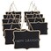Canitor 10 Pack Black Hanging Chalkboard Sign Small Mini Erasable Wooden Rectangle Chalkboards