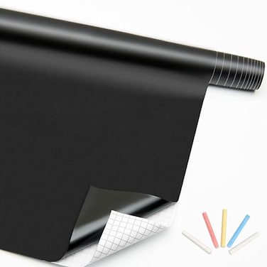 Trazzo Extra Large Chalkboard Contact Paper Roll Peel and Stick Chalkboard Wallpaper Chalk Board Paint Thick Blackboard Sticker for Kids Classroom Home Office Wall Decor