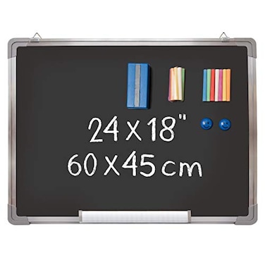Navy Penguin Chalkboard Set Framed Black Board 24 x 18 inch with 1 Magnetic Eraser 14 Chalk Sticks 7 Colors and 2 Magnets Wall Hanging Blackboard with Frame for Home Kitchen and Office 24x18