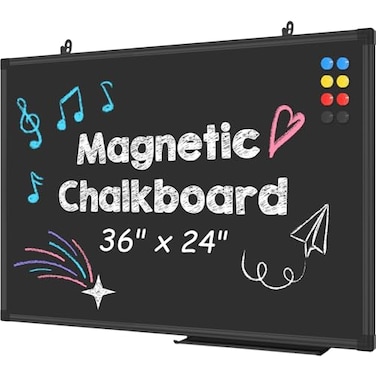 Lockways Magnetic Chalkboard 36 x 24 Inches Aluminum Frame Large Blackboard Hanging Chalk Board Wall Decor for Restaurant Menu School Office and Home