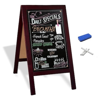 Ilyapa Wooden AFrame Sign with Eraser Chalk 40 x 20 Inches Magnetic Sidewalk Chalkboard Stained Wood Menu for Restaurant Business or Wedding