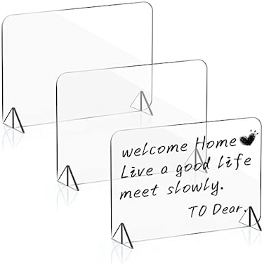 Gersoniel 3 Pack Acrylic Dry Erase Board and Marker Glass Alternative Shatterproof Clear Memo Tablet Desktop Display Frameless Small Writing Whiteboard with Stand for School Office Home787 x 1181 Inch