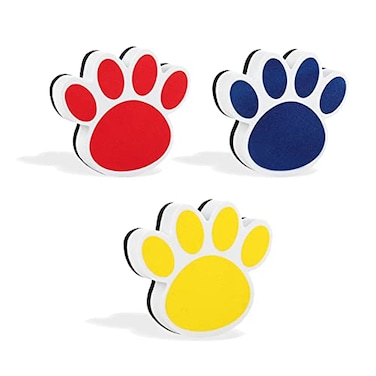 OPTSPTOY 3PCS Magnetic Dry Erasers Mini Footprint Whiteboard Eraser Thick Felt Bottom Surface Glass Blackboard Duster Animal Pattern Wiper for Classroom Home Office Chalkboard Cleaner BlueRedYellow