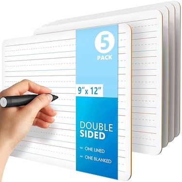 JUZARI 5 Pack 9x12 Lined Mini White Boards for Students Double Sided White Board Lines Classroom Whiteboards for Students Kids Small Dry Erase Board with Lines Personal Lined Whiteboard Dry Erase