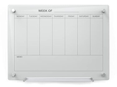 Audio-Visual Direct AudioVisual Direct Magnetic White Weekly Calendar Dry Erase Board Set 2 x 15 Includes Magnets Hardware Marker Tray