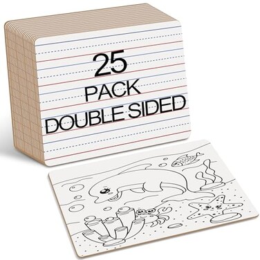 HOLYDE Dry Erase Boards 25 Pack Double Sided Small Whiteboards with Lines for Kids Students Teacher Classroom Pack 9x12 Mini Individual White Boards Lined for Writing Math English Practice