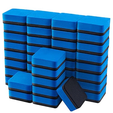 EEOYU Dry Erase Erasers Eeoyu 40 Pack Magnetic Whiteboard Dry Erasers Chalkboard Cleaner Wiper for Kids and Classroom Teacher Supplies Home and Office Blue