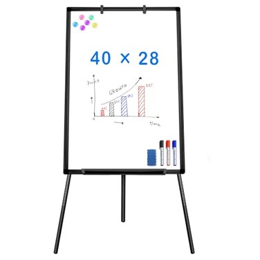 maxtek Easel Whiteboard Black Magnetic Portable Dry Erase 40 x 28 Tripod Height Adjustable Flipchart Easel Stand White Board for Office