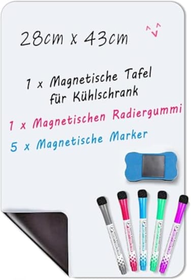 Inmorven INMORVEN Small White Board Dry Erase Menu Planner Magnetic Whiteboard for Fridge Grocery List Refrigerator White Boards to Do List with Markers and Eraser