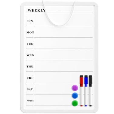 MaxGear Weekly Dry Erase Calendar Board for Wall 11 x 17 Inch DoubleSided Magnetic Whiteboard Weekly Planner on One Side and Blank Whiteboard on the Other Includes 3 Color Markers and Magnets