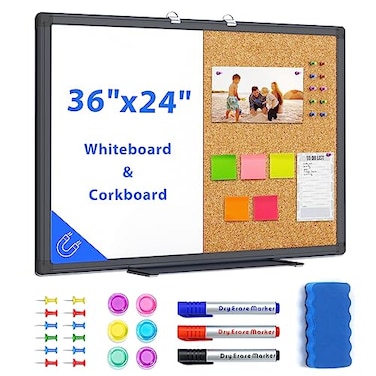 maxtek Combination Board 36 x 24 Magnetic Whiteboard Cork Board Dry Erase Board Bulletin Combo Board for Home Office Classroom 3 x 2 Wall Mounted Memo Message Board