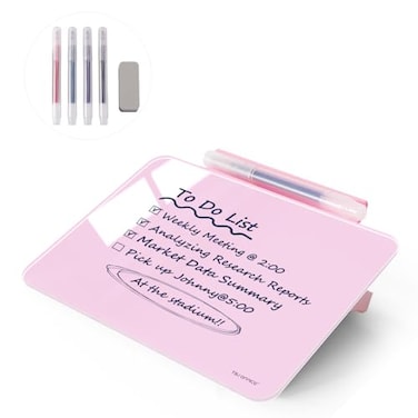 TSJ OFFICE Small Desktop Glass DryErase Whiteboard 8 X 6 Inches Tabletop Easel Whiteboard with Stand Desk Board Buddy for Artist Teacher and Student