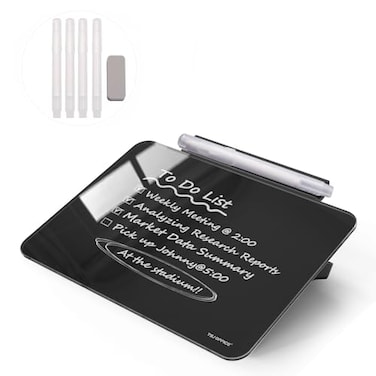 TSJ OFFICE Small Desktop Glass DryErase Whiteboard 8 X 6 Inches Tabletop Easel Whiteboard with Stand Desk Board Buddy for Artist Teacher and Student