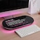 TSJ OFFICE Glass Desktop Whiteboard 17 X 7 Inches Small Dry Erase Board with Pink Light Black Glass White Board Surface Notepad with 1 Drawer Desk Organizers for Office Home School Supplies
