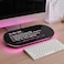 TSJ OFFICE Glass Desktop Whiteboard 17 X 7 Inches Small Dry Erase Board with Pink Light Black Glass White Board Surface Notepad with 1 Drawer Desk Organizers for Office Home School Supplies