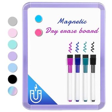 VUSIGN Small White Board Dry Erase 85 x 11 Magnetic Dry Erase Board Mini Whiteboard with Markers for Fridge Wall Locker Purple