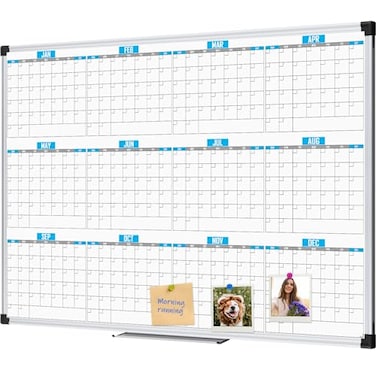X Board XBoard Magnetic Calendar Whiteboard 48 x 36 12 Months Calendar Dry Erase Board Silver Aluminium Framed White Board Planner for Home School Office Organization