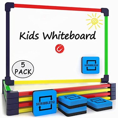 Scribbledo 5 Pack Small White Board Dry Erase Board for Kids Portable 9x12 Drawing Magnetic Mini Whiteboard White Board for Students Teachers School Supplies Lapboard Small Dry Erase Board for Kids Er