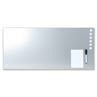 MMF Industries STEELMASTER by BankSupplies Magnetic Bulletin Board 30 x 14 Inches Silver Includes 6 Magnets 4 x 6 Dry Erase Board Dry Erase Marker Scratch Resistant Finish Horizontal Vertical Display