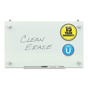 Quartet Whiteboard Glass Dry Erase Board Magnetic 30 x 18 Infinity Frameless Mounting White Surface Accessory Tray 1 Dry Erase Marker and 2 Glass Board Magnets PDEC1830