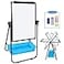 Max-officoo Dry Erase Board with Stand Double Sided 28x20 Portable Writing Whiteboards Height Adjustable 360 Rotating U Stand Magnetic Whiteboard for Home School Restaurant Presentation