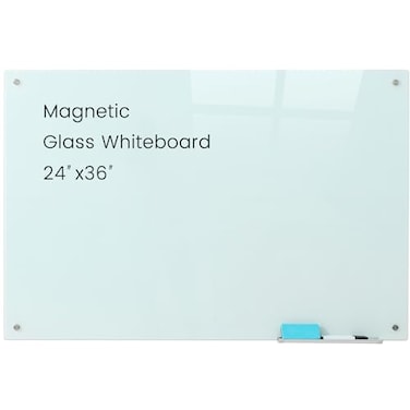 Gooderboard Glass Magnetic White Board 36 x24 Inches Frameless Dry Erase Glass Whiteboard for Wall Writing Board for Office Classroom Home and Presentation