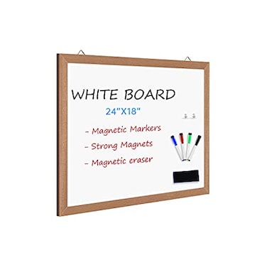 Miou Magnetic Whiteboard for Wall 24 X 18 Dry Erase White Board with Natural Wood Frame for Home Office School