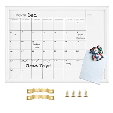 TORASO Dry Erase White Board Monthly Calendar Board Magnetic Whiteboard for Wall OfficeSchoolHome Hanging Board for Kitchen Grocery ListDrawingMemo105x 145YLWH2737A