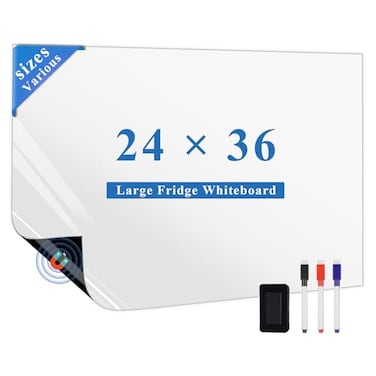 LYZZXI Magnetic Fridge White Board Paper 24 x 36 Large Dry Erase Board Sheet for Organizer and Planner Kitchen Refrigerator Whiteboard for Family todo List Includes Markers and Eraser