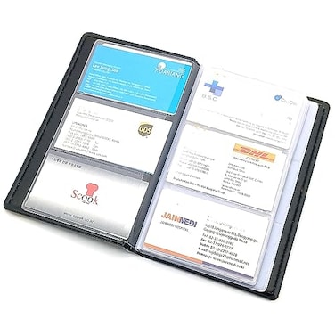 GARASANI PU Leather Business Card Organizer Book Holder Portable Binder File Sleeve Storage Name Card Organizer 300 Cards Holds Black