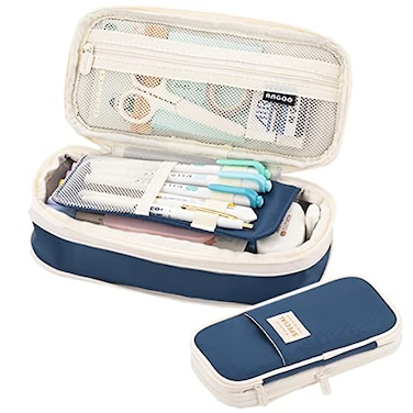 EHOPE Big Capacity Pencil Pen Case Office Large Storage High Capacity Bag Pouch Holder Box Organizerfor Office Travel Holder BoxDark Blue1