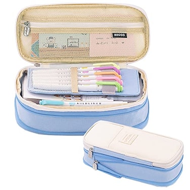 EHOPE Big Capacity Pencil Pen Case Office Large Storage High Capacity Bag Pouch Holder Box Organizerfor Office Travel Holder BoxLight Blue